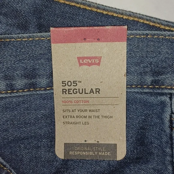 Levi's 505 Regular Fit Jeans Big&Tall 46x30 NWT - Picture 4 of 5